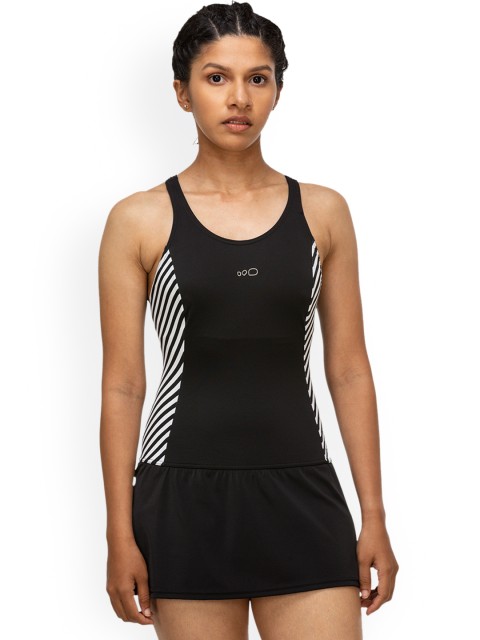 

Nabaiji By Decathlon Women Black Solid Swim Set With Attached Skirt