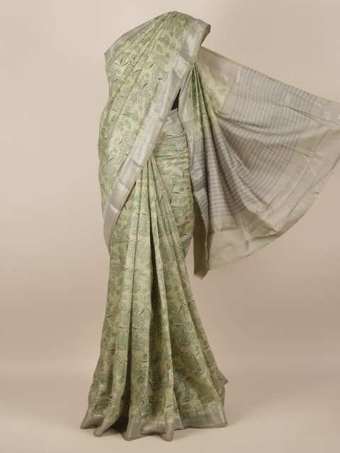 

Pothys Green Printed Jute Silk Saree