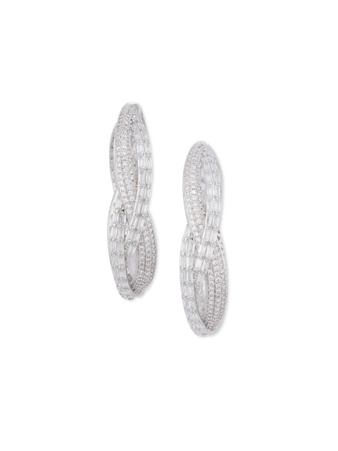 

shaze Silver-Toned Circular Hoop Earrings