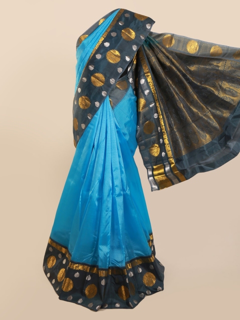 

Pothys Blue Pure Silk Woven Design Kanjeevaram Saree