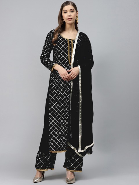 

Chhabra 555 Women Black Embroidered Kurta with Palazzos & Dupatta
