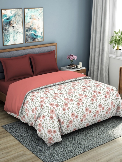 

SPACES Pink & Green Floral AC Room 150 GSM Double Bed Quilt