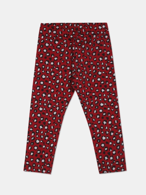 

Donuts Infant Girls Maroon & White Printed Ankle-Length Leggings