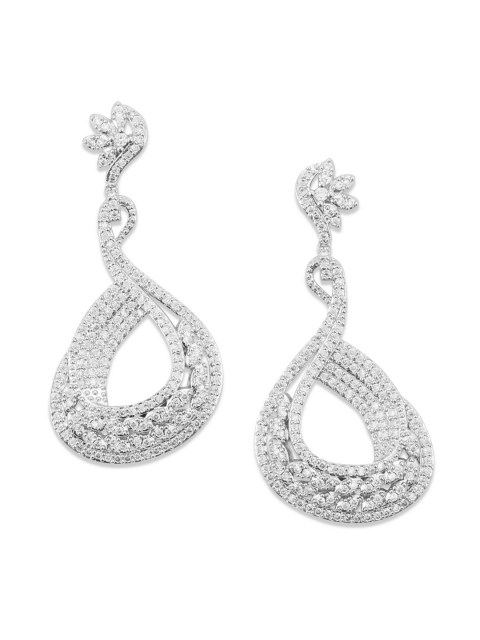 

shaze Silver-Toned Contemporary Drop Earrings