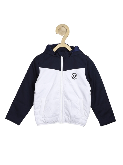 

Allen Solly Junior Boys White & Black Colourblocked Windcheater Open Front Jacket