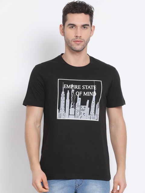 

Club York Men Black Printed Round Neck T-shirt