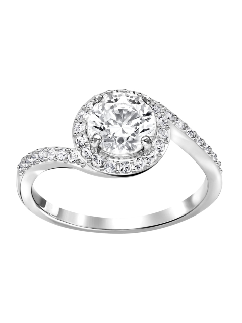 

SWAROVSKI Silver-Toned & White Crystal-Studded Finger Ring