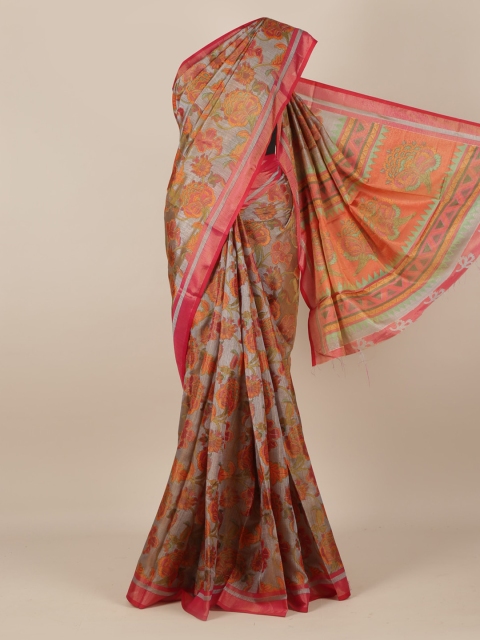 

Pothys Grey Printed Jute Silk Saree
