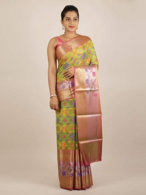 

Pothys Green & Peach-Coloured Cotton Blend Woven Design Saree