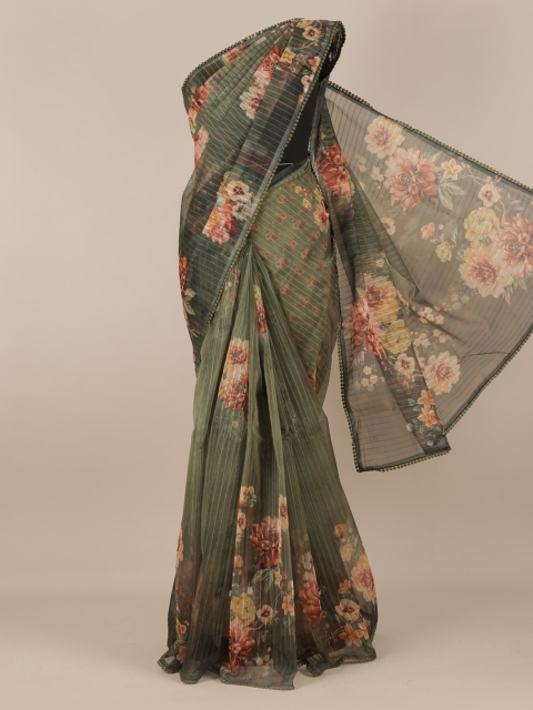 

Pothys Green Printed Jute Silk Saree