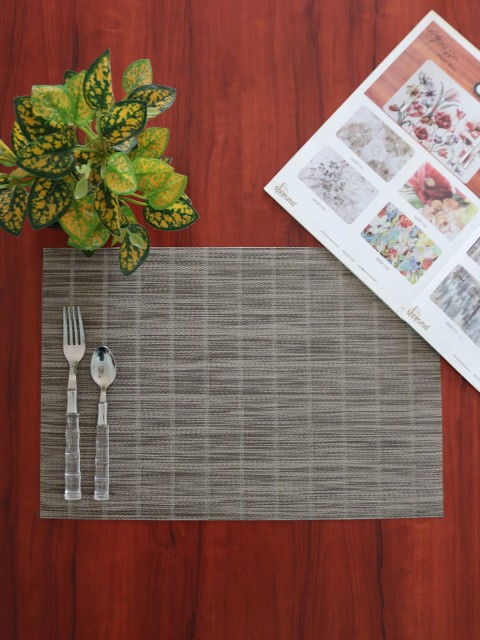 

Shresmo Set Of 6 Grey & Blue Woven-Design Rectangular Table Placemats