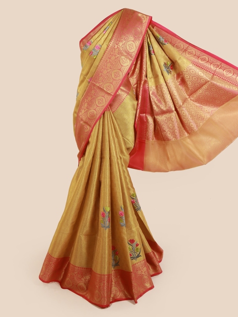 

Pothys Gold-Toned Embroidered Cotton Blend Saree