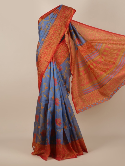 

Pothys Blue Woven Design Jute Silk Saree
