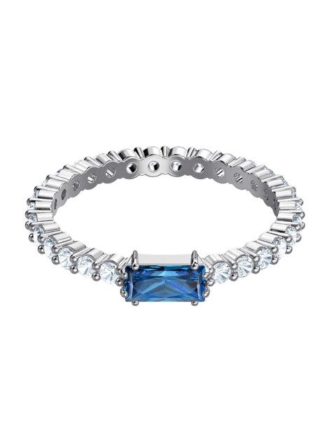 

SWAROVSKI Blue & Silver-Toned VITTORE RING RECT CZSAP RHS 55