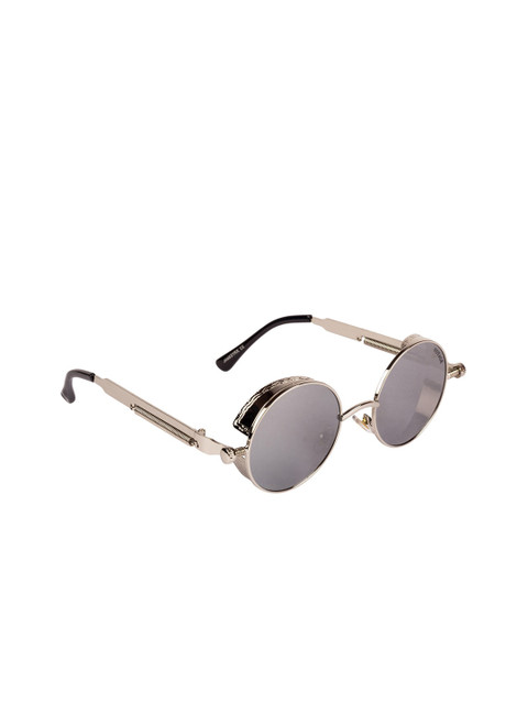 

Voyage Unisex Grey Lens & Silver-toned Round Sunglasses With UV Protected Lens