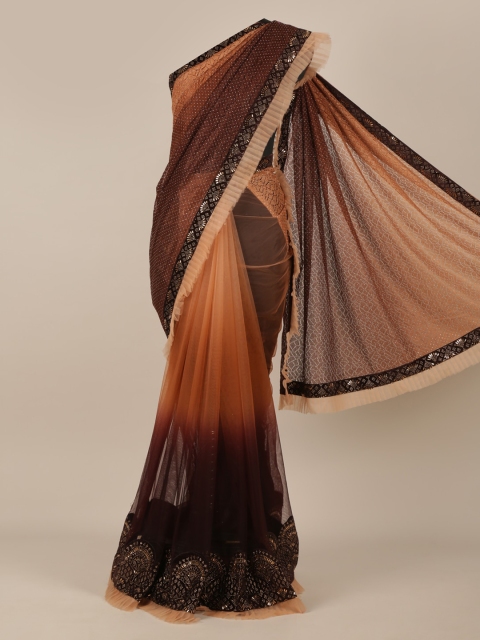 

Pothys Brown Printed Net Saree