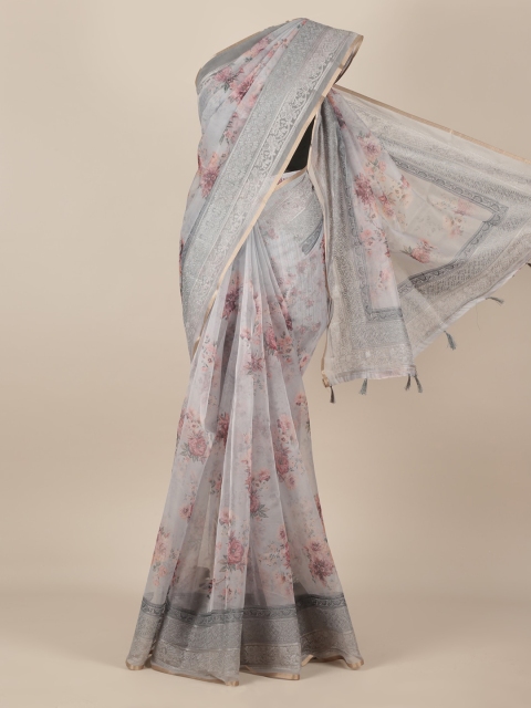 

Pothys Grey Printed Tissue Saree