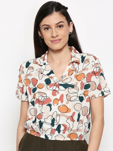 

People Women White Regular Fit Printed Casual Shirt