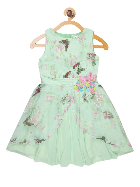 

Butterfly Blush Girls Sea Green Printed Fit and Flare Dress