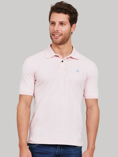 Beverly Hills Polo Club Men Pink Polo Collar T-shirt