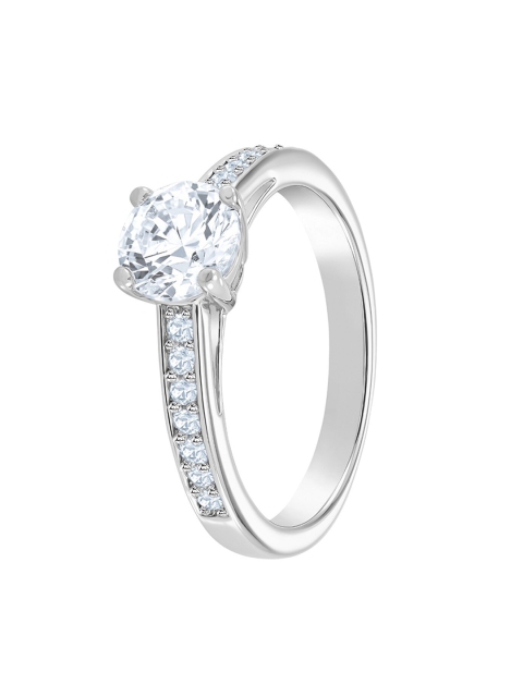 

SWAROVSKI Rhodium-Plated White Attract Round Ring, Silver
