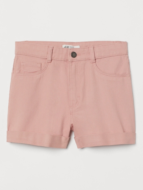 

H&M Girls Pink Solid Cotton Twill Shorts