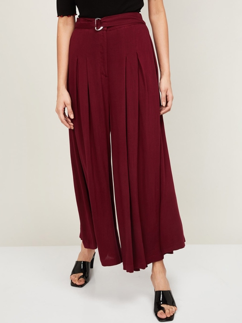 

CODE by Lifestyle Women Burgundy Regular Fit Solid Culottes
