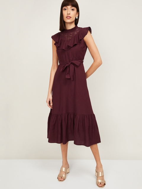 

CODE by Lifestyle Women Burgundy Solid A-Line Dress