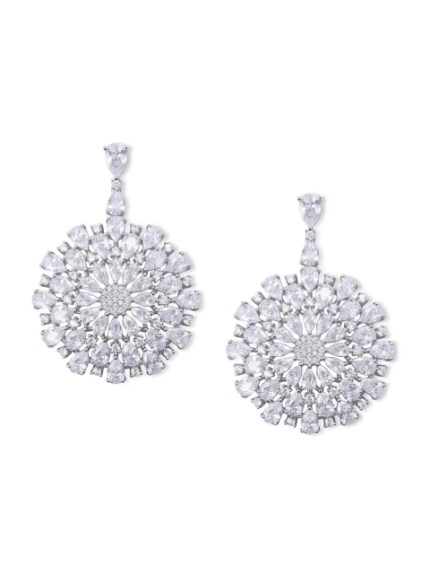 

shaze Silver-Toned Contemporary Drop Earrings