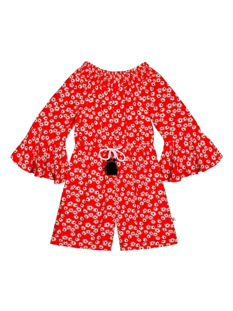 

Budding Bees Girls Red & White Printed Basic Jumpsuit