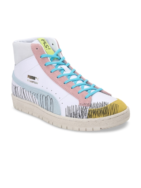 Puma Unisex White Printed Leather Sneakers