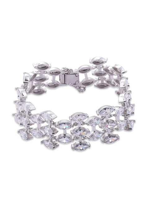 

shaze Silver-Toned Rhodium-Plated Wraparound Bracelet