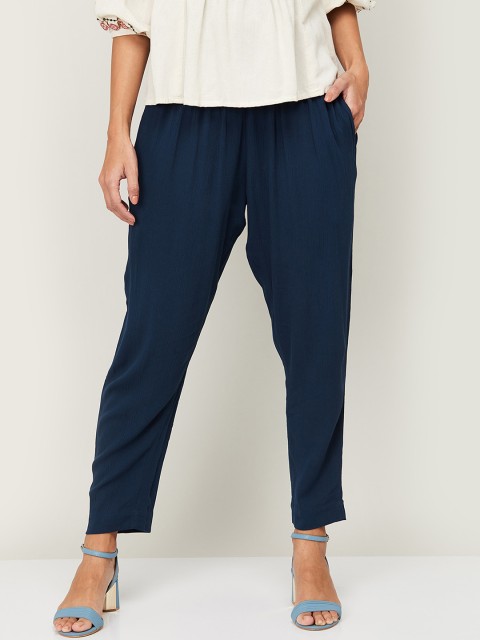 

Melange by Lifestyle Women Navy Blue Regular Fit Solid Regular Trousers