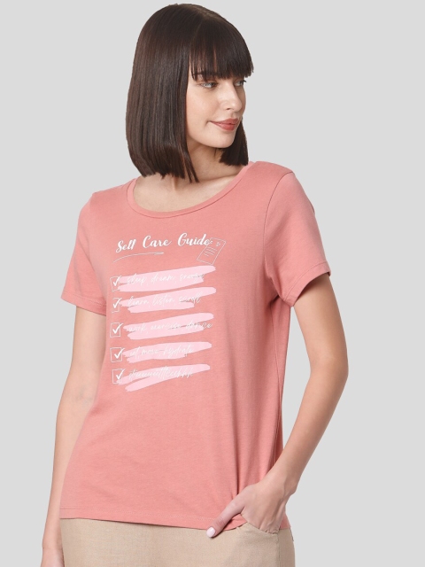 Vero Moda Women Pink Printed Round Neck T-shirt