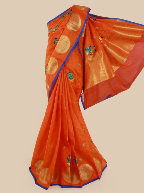 

Pothys Orange Woven Design Cotton Blend Saree