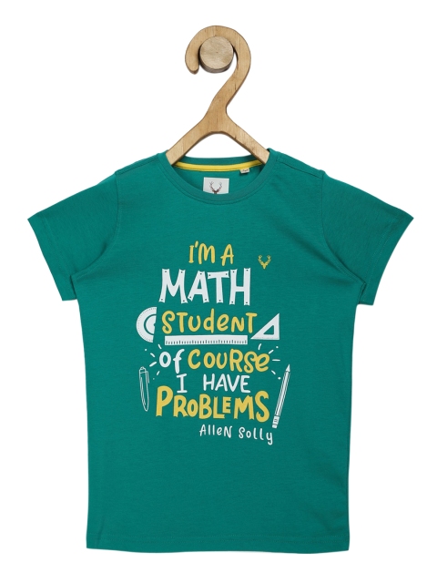 

Allen Solly Junior Boys Green & Yellow Printed Round Neck T-shirt