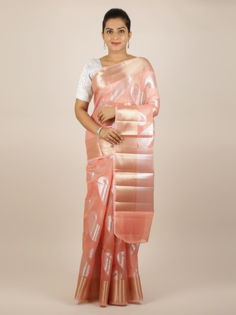 

Pothys Peach-Coloured Woven Design Silk Cotton Saree