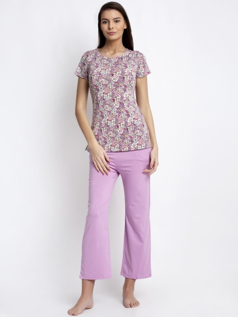 

Global Republic Women Mauve & Pink Printed Night suit