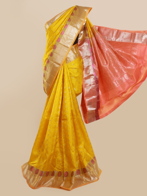 

Pothys Yellow Pure Silk Woven Design Kanjeevaram Saree