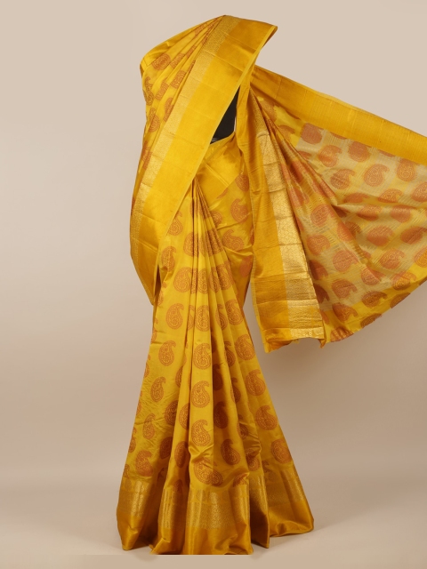 

Pothys Mustard Woven Design Jute Silk Saree