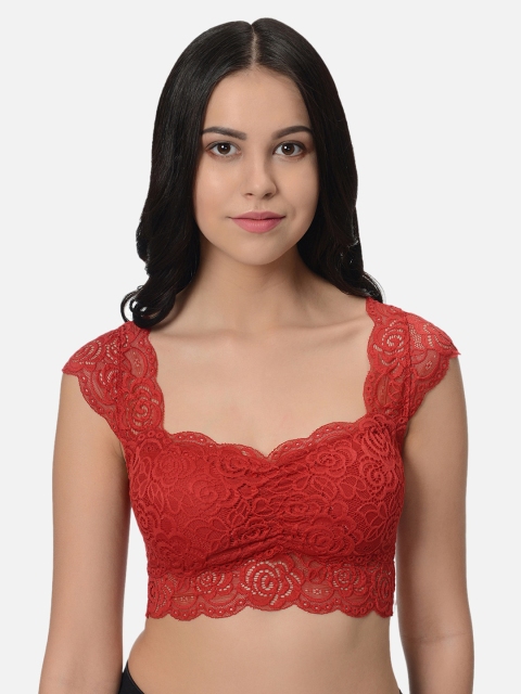 

mod & shy Maroon Lace Non-Wired Lightly Padded Bralette Bra MS43M