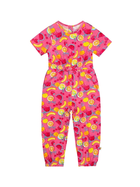 

Budding Bees Girls Pink & Yellow Printed Basic Jumpsuit