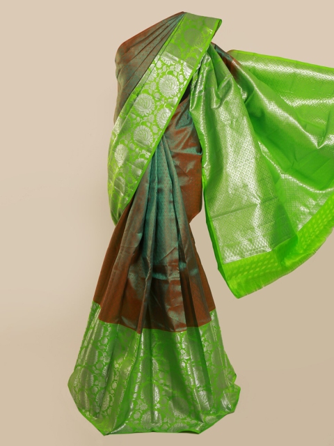 

Pothys Green & Brown Pure Silk Woven Design Kanjeevaram Saree