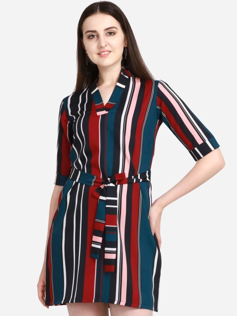 

Fbella Women Multicoloured Striped Shirt Dress, Multi