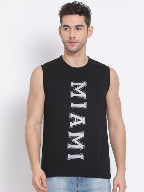

Club York Men Black Printed Round Neck T-shirt