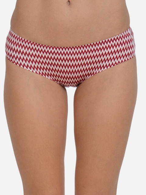 

mod & shy Women Maroon & White Printed Seamless Hipster Briefs MU99M