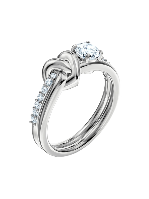 

SWAROVSKI Rhodium-Plated Silver-Toned White Crystal Studded Finger Ring