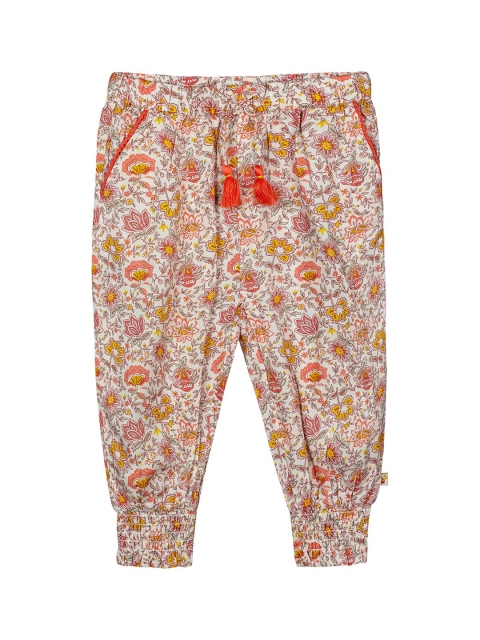 Budding Bees Girls Beige Regular Fit Printed Regular Trousers