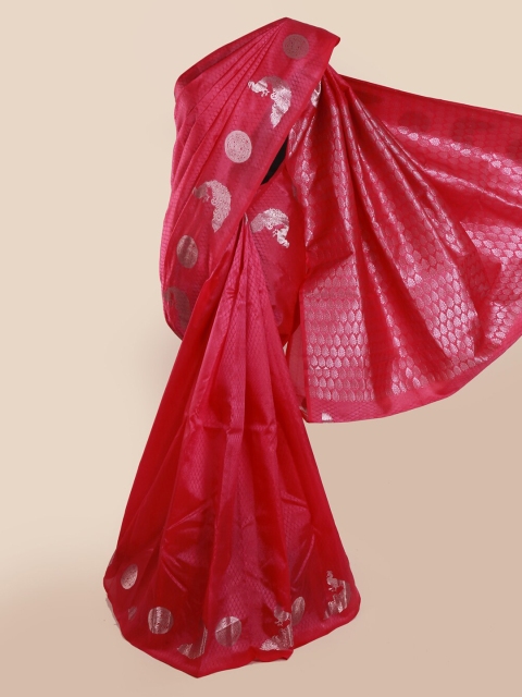 

Pothys Pink Pure Silk Solid Kanjeevaram Saree