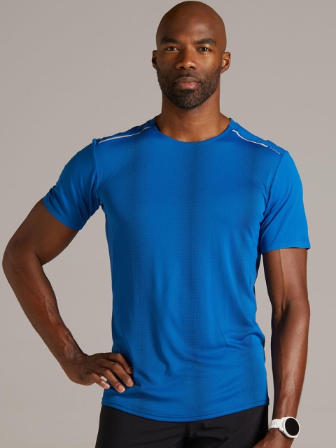 

KIPRUN By Decathlon Men Blue Solid Round Neck T-shirt